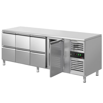 Stół chłodniczy ECO - 2230x700 mm - z 1 drzwiami & 6 szufladami - Prime Gastro