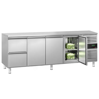 Stół chłodniczy ECO - 2230x700 mm - z 3 drzwiami & 2 szufladami - Prime Gastro