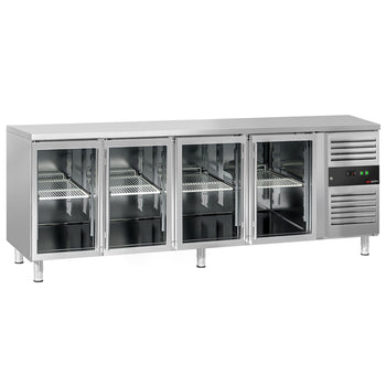 Stół chłodniczy do napojów ECO - 2200x700 mm - z 4 szklanymi drzwiami - Prime Gastro