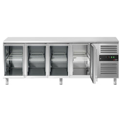 Stół chłodniczy do napojów ECO - 2200x700 mm - z 4 szklanymi drzwiami