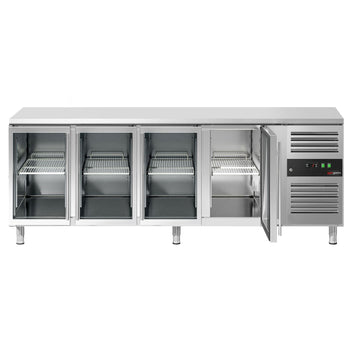 Stół chłodniczy do napojów ECO - 2200x700 mm - z 4 szklanymi drzwiami - Prime Gastro
