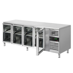 Stół chłodniczy do napojów ECO - 2200x700 mm - z 4 szklanymi drzwiami