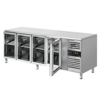 Stół chłodniczy do napojów ECO - 2200x700 mm - z 4 szklanymi drzwiami - Prime Gastro