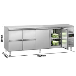Stół chłodniczy ECO - 2230x700 mm - z 2 drzwiami & 4 szufladami