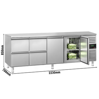 Stół chłodniczy ECO - 2230x700mm - 553L - z 2 drzwiami - z 4 szufladami