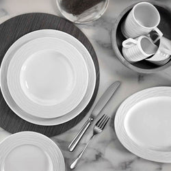 (24 sztuki) SEA WAVE – Talerz/półmisek – owalny – długość: 350 mm – biały