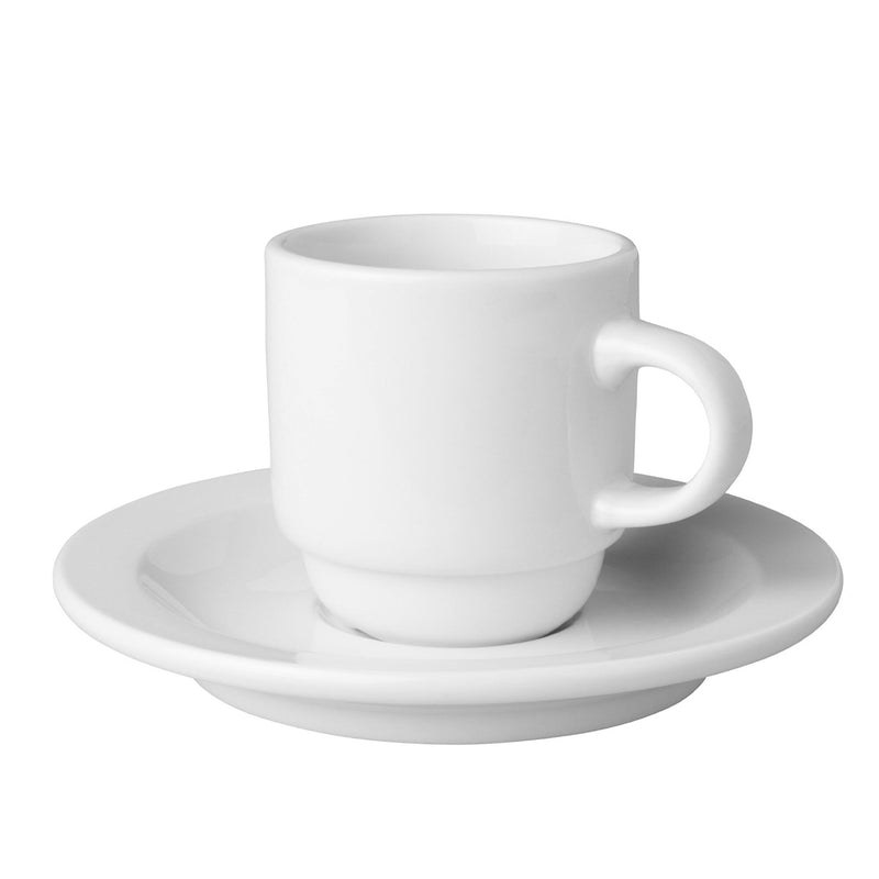 (24 sztuki) BUDGETLINE - Filiżanki do kawy + spodki Mammoet - 14 cl - Biały