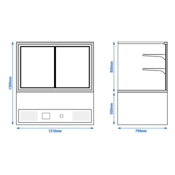 Witryny ekspozycyjne na ciasta - 1210 mm - z oświetleniem LED & 2 półkami - Prime Gastro