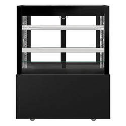 Witryna ekspozycyjna na ciasta MADRID - 1000 mm - z oświetleniem LED, kurtyną & 2 półkami - Czarny mat