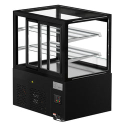 Witryna ekspozycyjna na ciasta MADRID - 1000 mm - z oświetleniem LED, kurtyną & 2 półkami - Czarny mat