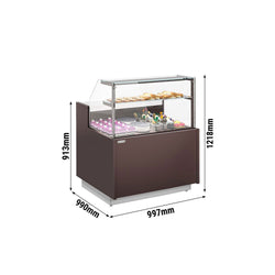 Witryna chłodnicza cukiernicza RIGA - 1058x990mm - 103L - z 1 drzwiami - 2 półki - z oświetleniem LED