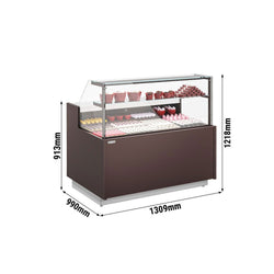 Witryna cukiernicza RIGA - 1370x990mm - 138L - z 2 drzwiami - 2 półki - z oświetleniem LED