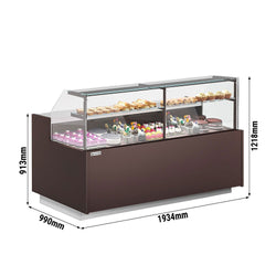 Witryna chłodnicza cukiernicza RIGA - 1995x990mm - 206L - z 3 drzwiami - 2 półki - z oświetleniem LED
