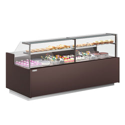 Witryna chłodnicza cukiernicza RIGA - 2620x990mm - 275L - z 4 drzwiami - 2 półki - z oświetleniem LED - na rynek PL