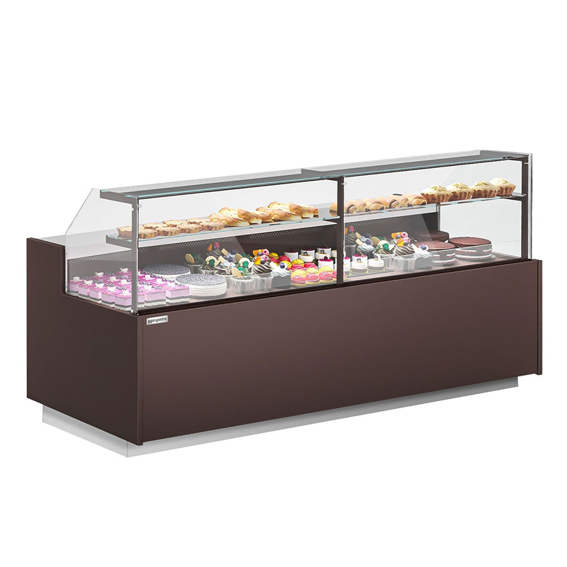 Witryna chłodnicza cukiernicza RIGA - 2620x990mm - 275L - z 4 drzwiami - 2 półki - z oświetleniem LED - na rynek PL