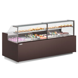 Witryna chłodnicza cukiernicza RIGA - 2620x990mm - 275L - z 4 drzwiami - 2 półki - z oświetleniem LED - na rynek PL