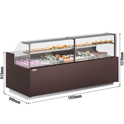 Witryna chłodnicza cukiernicza RIGA - 2620x990mm - 275L - z 4 drzwiami - 2 półki - z oświetleniem LED - na rynek PL