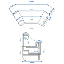 Witryna chłodnicza RIGA - 1750x990mm - 2 półki - z oświetleniem LED