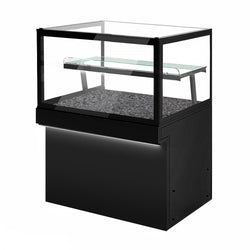 Witryna cukiernicza TORONTO - 1300x800mm - Czarny - 2 półki - z oświetleniem LED - podwójna szyba - blat granitowy Czarny