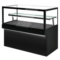 Witryna cukiernicza TORONTO - 1800x800mm - front Czarny - 2 półki - z oświetleniem LED - podwójna szyba - blat granitowy Czarny
