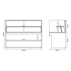 Witryna cukiernicza TORONTO - 1800x800mm - front Czarny - 2 półki - z oświetleniem LED - podwójna szyba - blat granitowy Czarny
