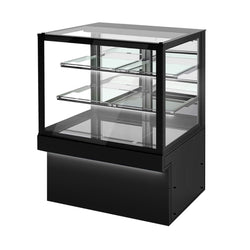 Witryna chłodnicza cukiernicza TORONTO - 1300mm - podwójne przeszklenie - z 3 półkami - z oświetleniem LED - Czarny