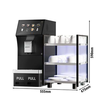 W pełni automatyczny ekspres do kawy - 1,3 kW - 10-calowy ekran dotykowy - włącznie z podgrzewaczem do filiżanek - Prime Gastro