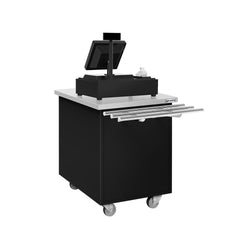 Wózek kasowy GDAŃSK - 700 mm - z rynną na tacki - czarny