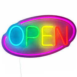 Neon LED – OPEN – z regulacją jasności – magenta – kolorowy