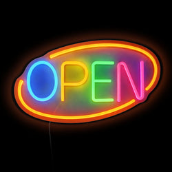 LED Leuchtschild - OPEN – dimmbar - Orange - Bunt