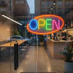LED Leuchtschild - OPEN – dimmbar - Orange - Bunt