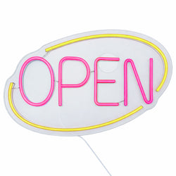 LED Leuchtschild - OPEN – dimmbar - Gelb - Magenta