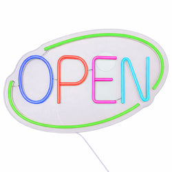 LED Leuchtschild - OPEN – dimmbar - Grün - Bunt