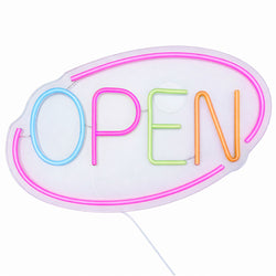 LED Leuchtschild - OPEN – dimmbar - Rosa - Bunt