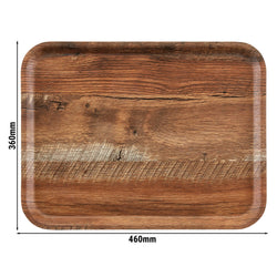 (24 sztuki) CAMBRO | MADEIRA – taca laminowana – prostokątna – 360 x 460 mm – wygląd drewna – brązowy dąb