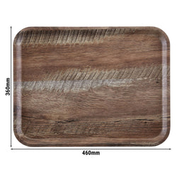 (24 sztuki) CAMBRO | MADEIRA – taca laminowana – prostokątna – 360 x 460 mm – wygląd drewna – ciemny dąb