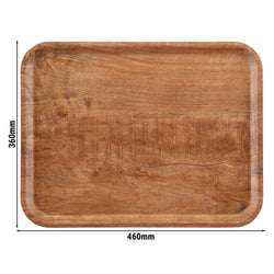 (24 sztuki) CAMBRO | MADEIRA – taca laminowana – prostokątna – 360 x 460 mm – wygląd drewna – oliwkowo - brązowa