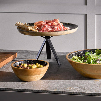 (6 sztuk) Miska - MANGO - drewno - 0,8 litra - Ø 200 mm - czarno-złota - Prime Gastro