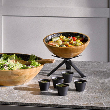 (6 sztuk) Miska - MANGO - drewno - 3 litry - Ø 300 mm - czarno-złota - Prime Gastro