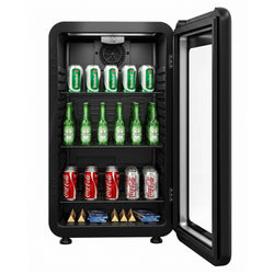 Lodówka minibarowa – 500 mm – 120 litrów – z 1 szklanymi drzwiami (czarna)