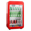 Commercial Mini Bar Refrigerator - 500mm - 120L - with 1 glass door & reversible hinges - Red - Double-glazed glass door