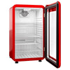 Commercial Mini Bar Refrigerator - 500mm - 120L - with 1 glass door & reversible hinges - Red - Double-glazed glass door