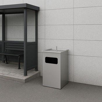 Kosz na śmieci - z popielniczką - nierdzewna stal - Prime Gastro