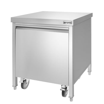 Kosz na śmieci - 50 litrów - z pojemnikiem na kółkach - otwór do wrzucania śmieci i wysuwana przednia część - stal nierdzewna - Prime Gastro