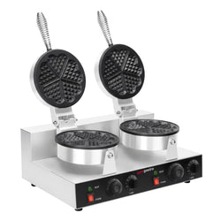 Gofrownica - Podwójna - 2,6kW - okrągła serca - Ø 180mm - na 2 szt. - płyty z powłoką teflonową