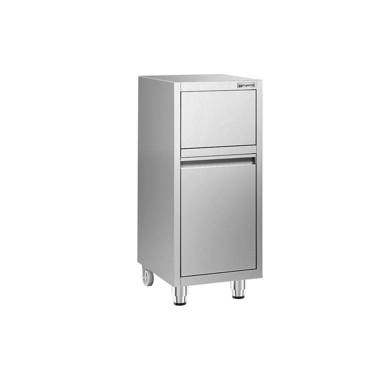 Kosz na śmieci - 400x500mm - jezdny - z klapą uchylną - bez rantu - stal nierdzewna
