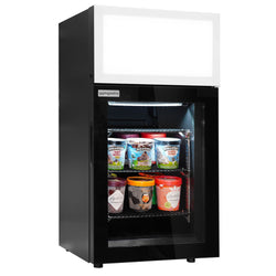 Minibar z zamrażarką - 460 mm - z 1 szklanymi drzwiami & wyświetlaczem reklamowym
