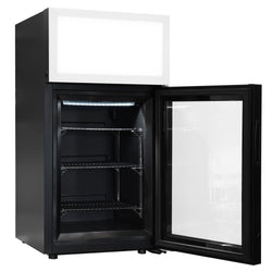 Minibar z zamrażarką - 460 mm - z 1 szklanymi drzwiami & wyświetlaczem reklamowym