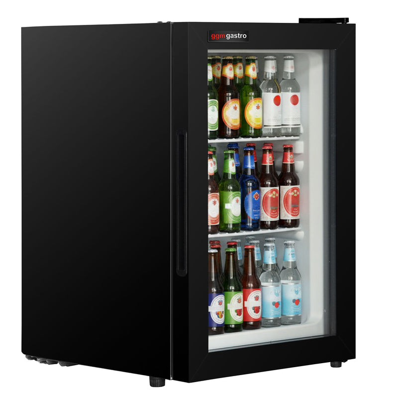 Lodówka minibar - 440mm - 62L - 1‑drzwiowa, ze szklanymi drzwiami - Czarny