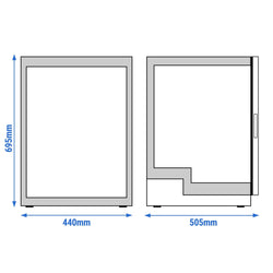 Lodówka minibar - 440mm - 62L - 1‑drzwiowa, ze szklanymi drzwiami - Czarny
